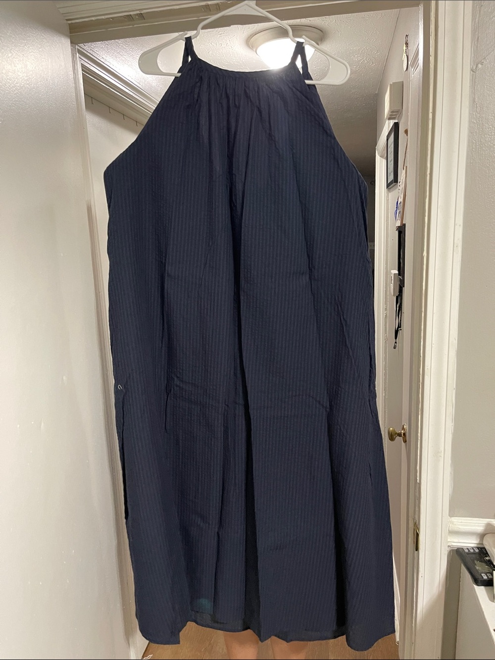 Jenni Kayne Navy Textured Midi Dress
